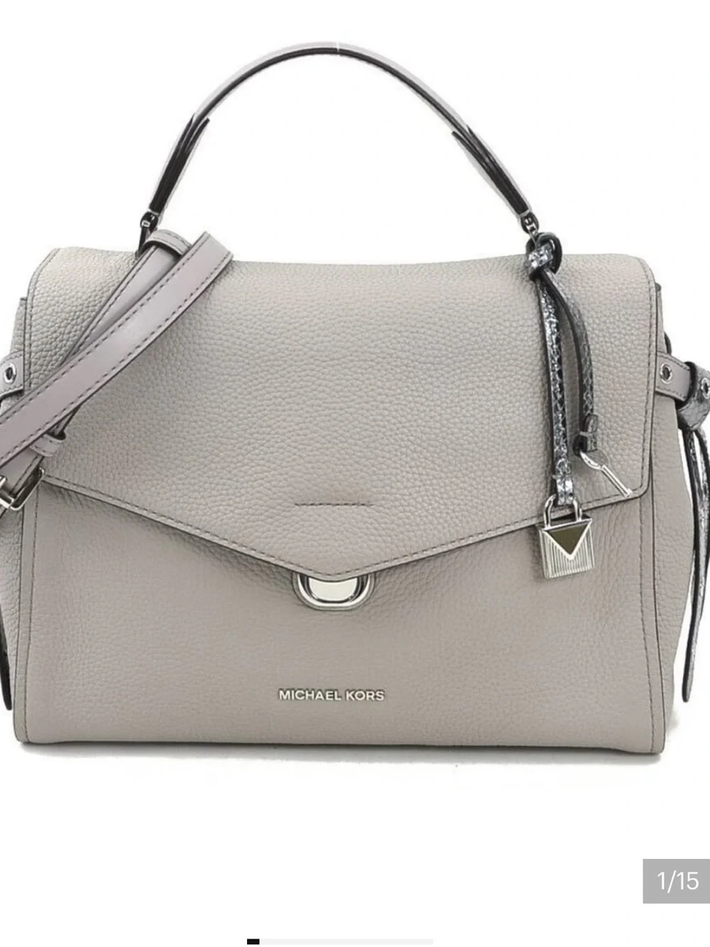 Michael Kors Gray Leather Bristol Satchel with Crossbody Bag